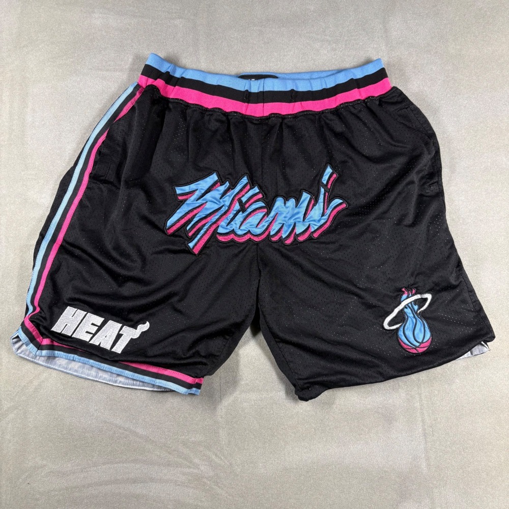 Just Don Miami Heat Vice City Basketball Shorts Black Pink Blue 2XL